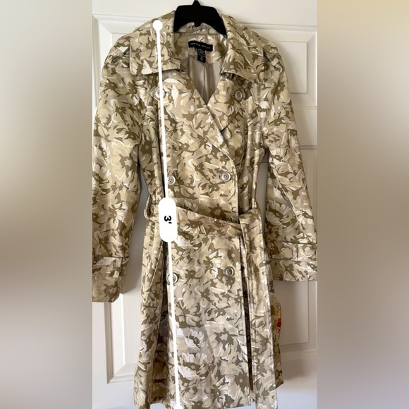 New York & Company Trench Coat Womens Long Army Colors Sz 10 M Cotton Gr… - Picture 15 of 17